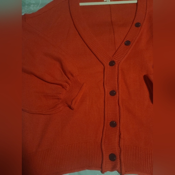 New POL loose fit button cardigan balloon sleeve sz XL red - Picture 8 of 10